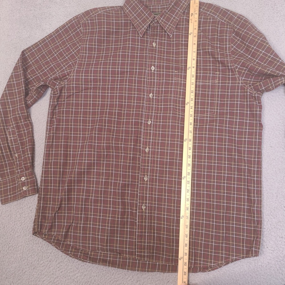 Eddie Bauer Mens Button‎ Down Shirt XLT Tall XL Brown Plaid Long Sleeve Cotton - Picture 5 of 13